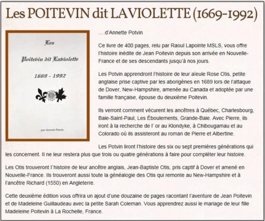 Livre sur les ancêtres Poitevin Livre sur les ancêtres Poitevin